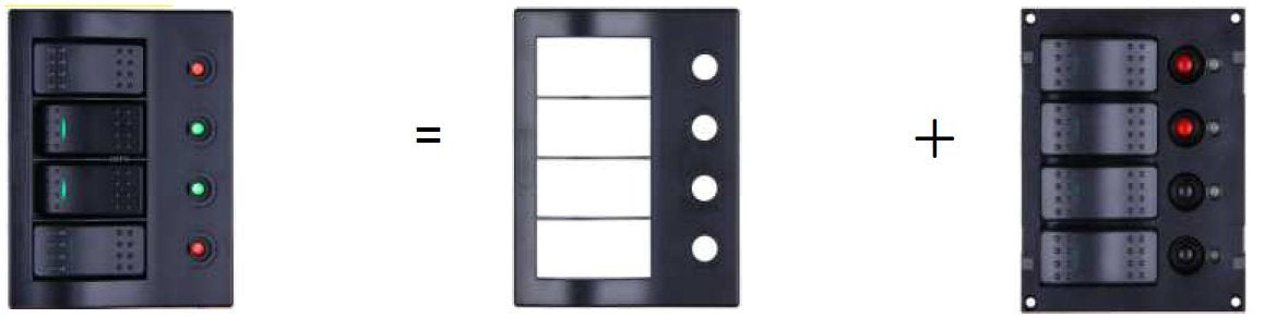 GENSSI 12V LED Rocker Switch Panel IP68 Waterproof Off Road Car Truck Marine (AP4 White Switches, Dual LED)