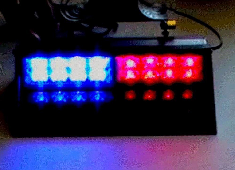 Red Blue Dual LED Dash Light 1 Watt Bracket Style Visor Strobe