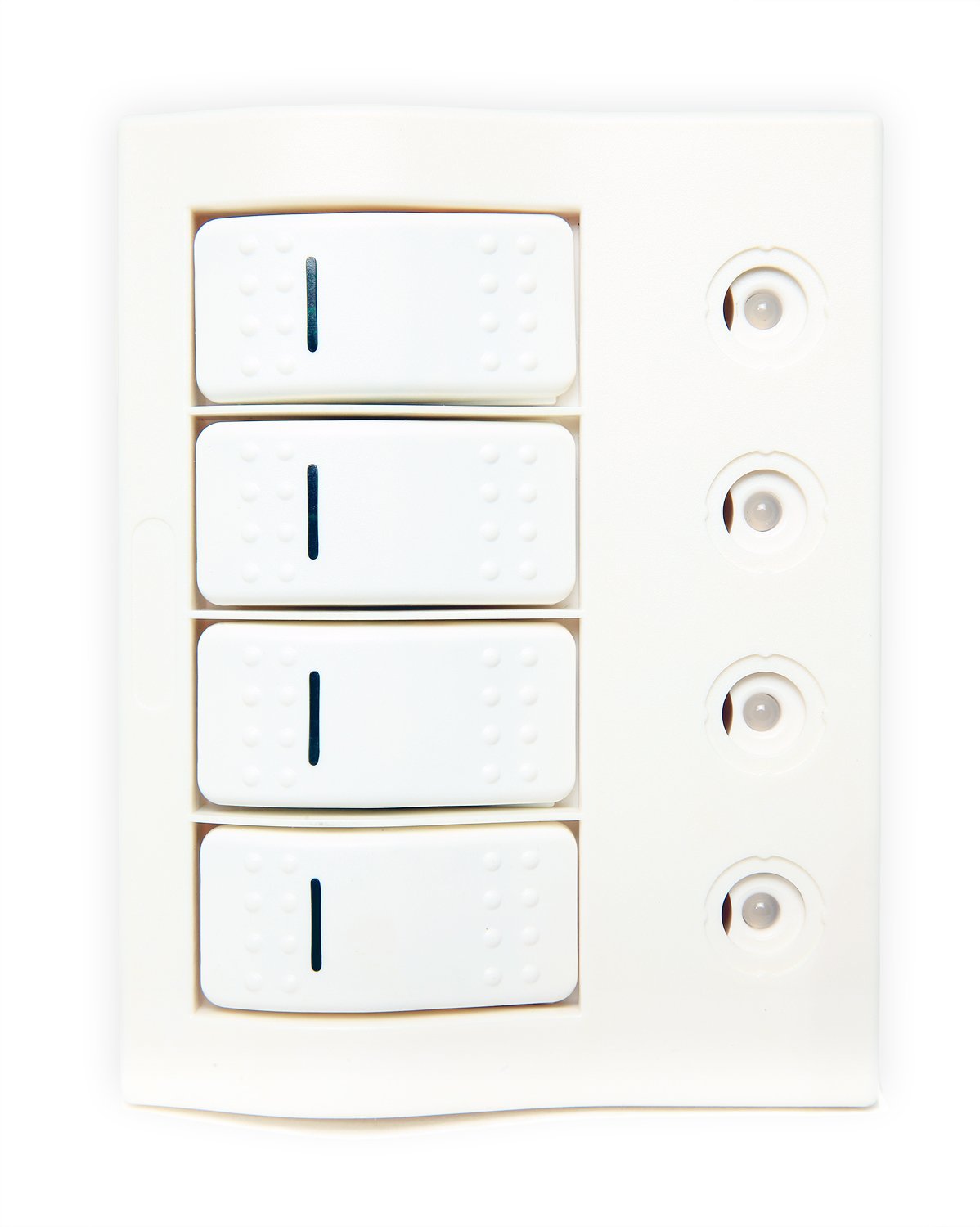 GENSSI 12V LED Rocker Switch Panel IP68 Waterproof Off Road Car Truck Marine (AP4 White Switches, Dual LED)
