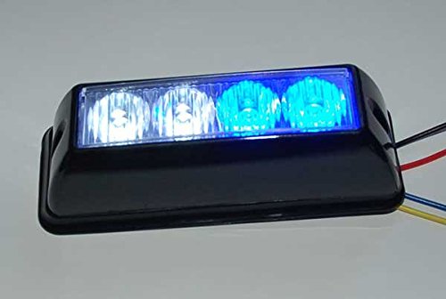 852 Blue White LED Emergency Strobe Light Sheriff Undercover Lightbar Flashing Blue Clear