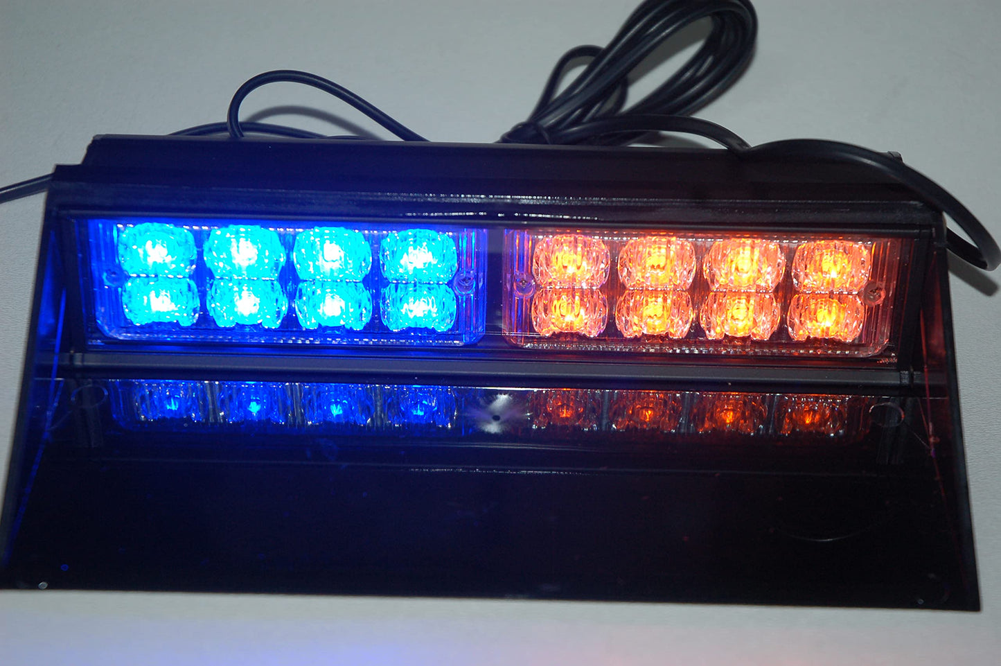 Amber Blue Dual LED Dash Light 1 Watt Bracket Style Visor Strobe
