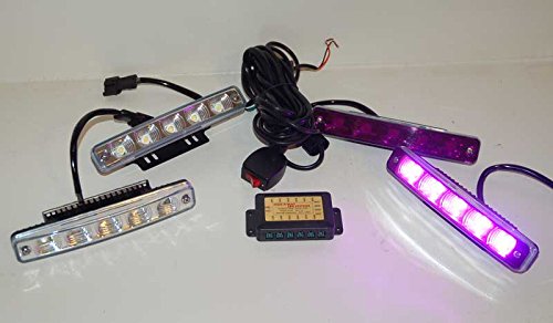 Purple and White Funeral DRL Strobe Kit High Power LED Pyramid