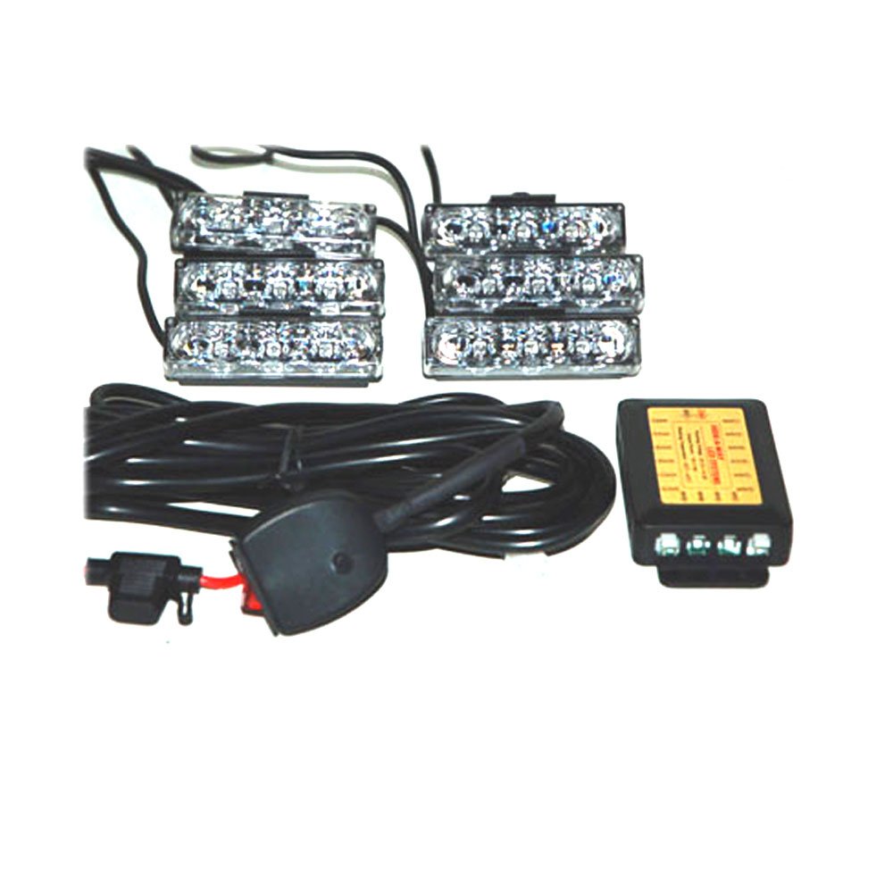 6 Head Euro LED Strobe Red and White LED Strobe Lights Kit