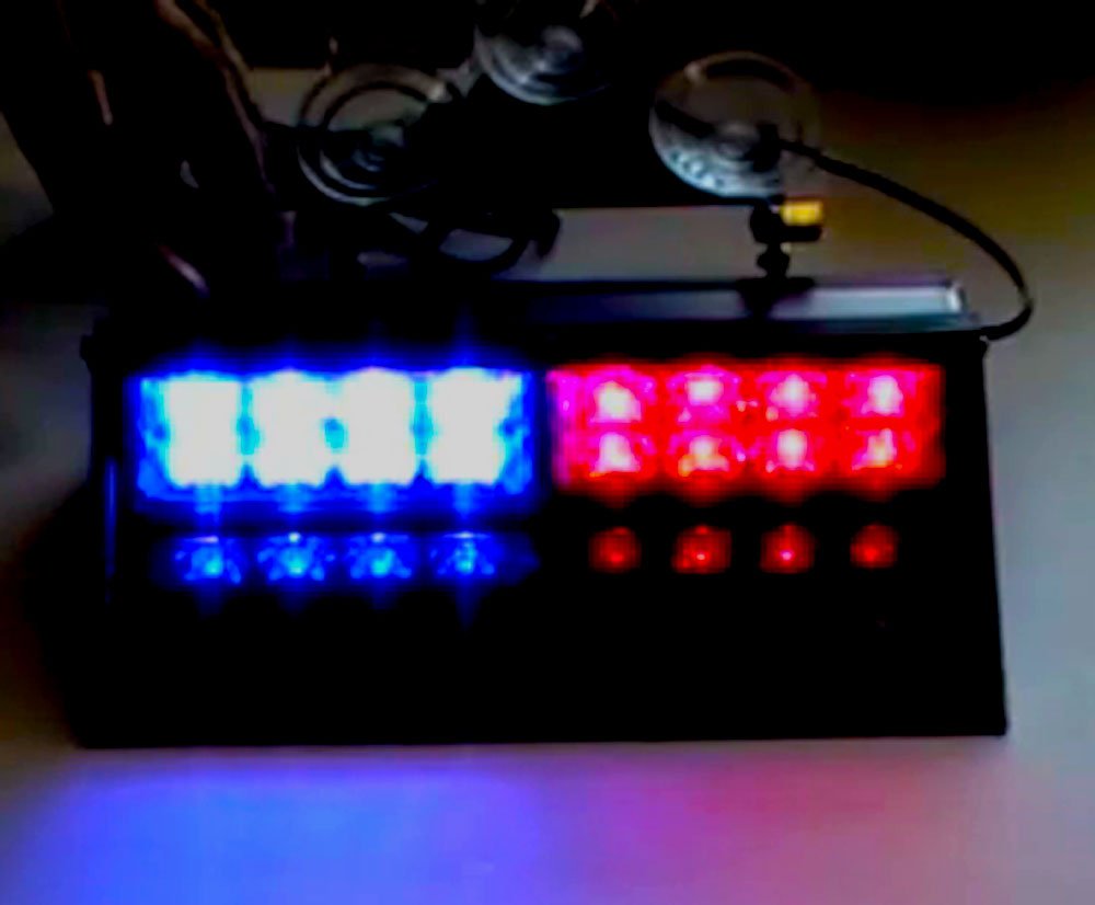 Blue Dual LED Dash Light 1 Watt Bracket Style Visor Strobe