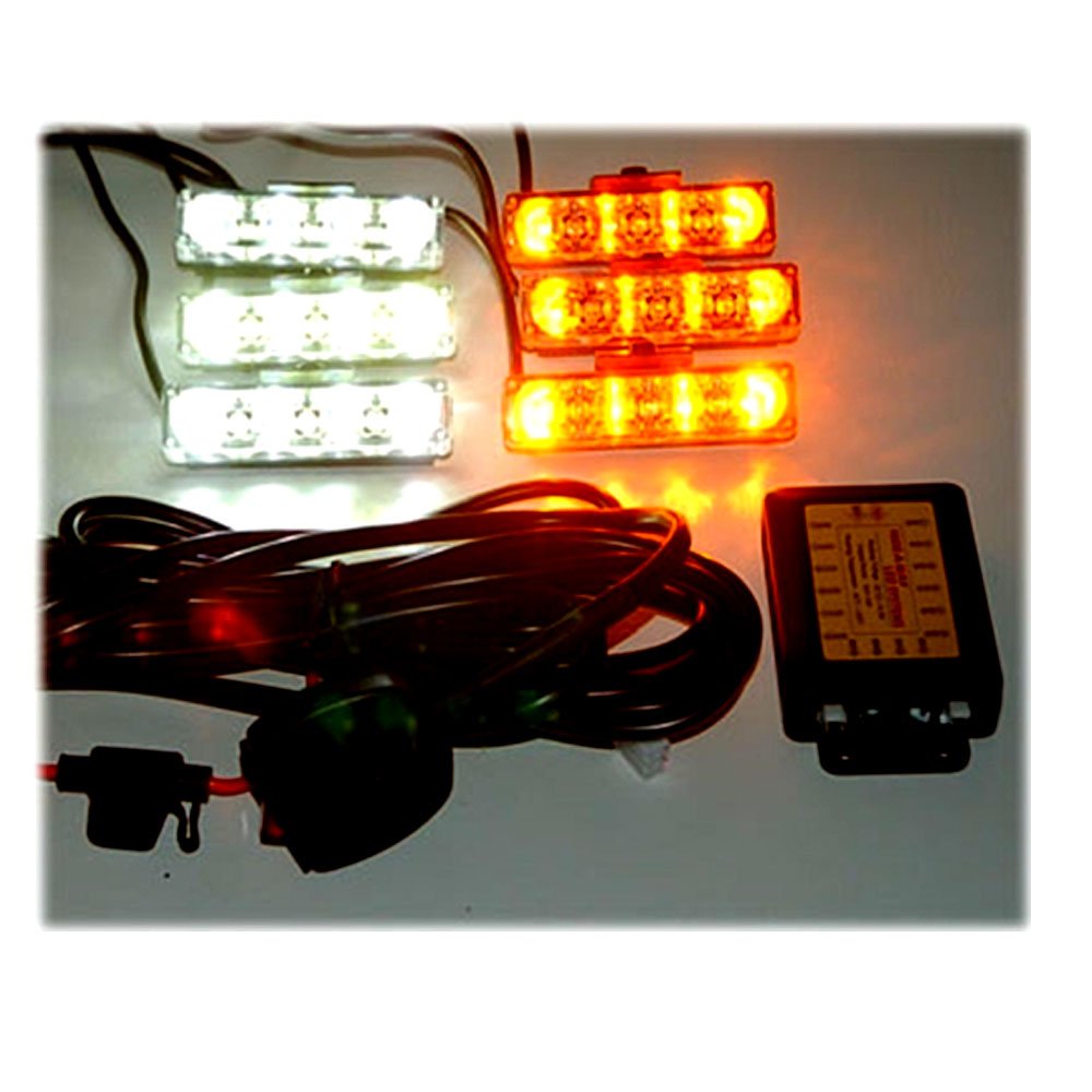 6 Head Euro LED Strobe Amber and White LED Strobe Lights Kit