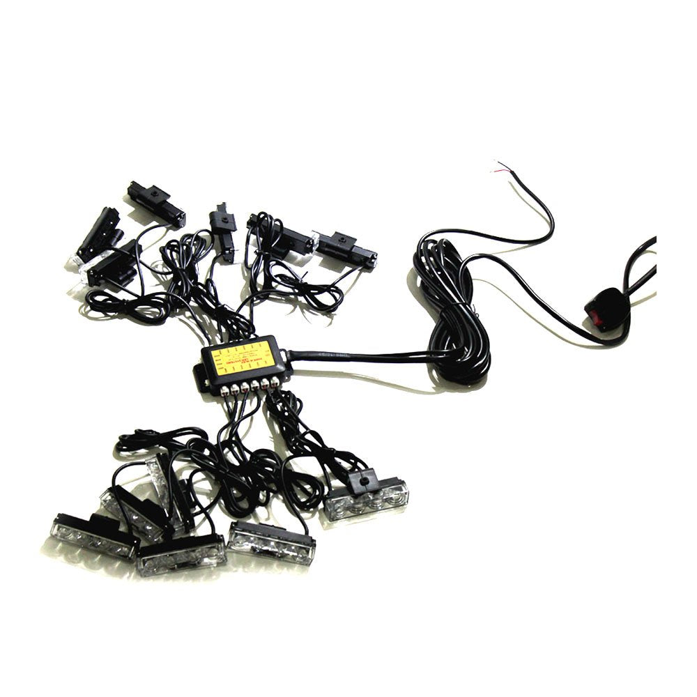 12 Head Euro LED Strobe Amber and White LED Strobe Lights Kit