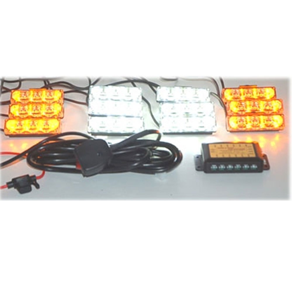 12 Head Euro LED Strobe Amber and White LED Strobe Lights Kit