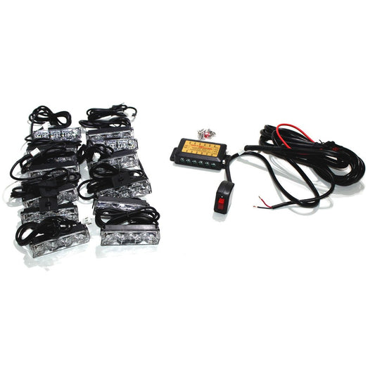 12 Head Euro LED Strobe Amber and White LED Strobe Lights Kit