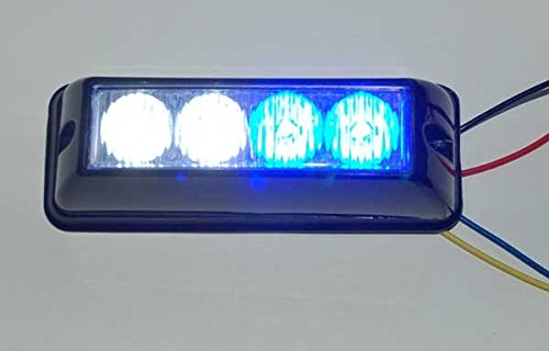 852 Blue White LED Emergency Strobe Light Sheriff Undercover Lightbar Flashing Blue Clear