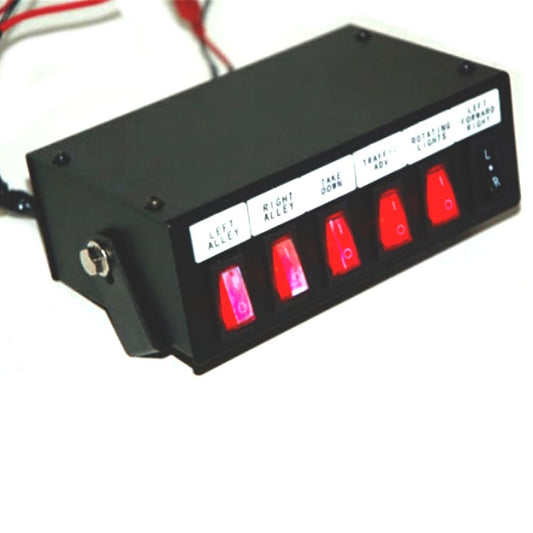 Auto Direct Save 5 Function Switch Box with Light, Push Button Actuator, Manual Operation, Black