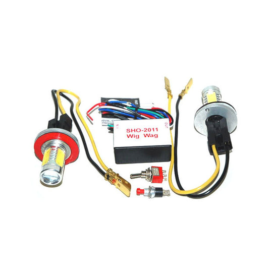 2 Head 15 Watt Hide-a-way Strobe Kit White LED Tail Lights Head Lights